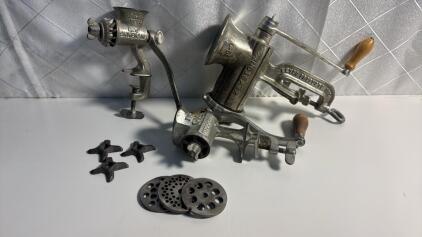 ** Vintage Items **(1) #0 Universal Food Chopper (1) #7 Food Chopper (1) KeyStone 10-0 Meat Grinder