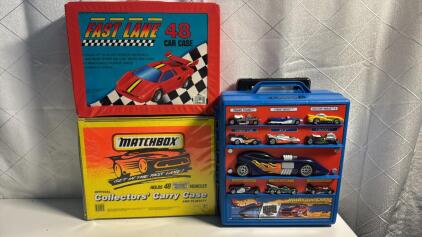 (2) Matchbox Car Cases (1) Hot wheels Case