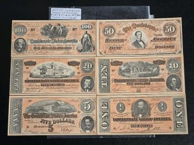 (6) US Confederate Uncirculated Notes