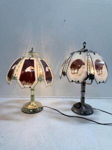(2) Vintage OK Lighting Touch Lamps With Glass Panels