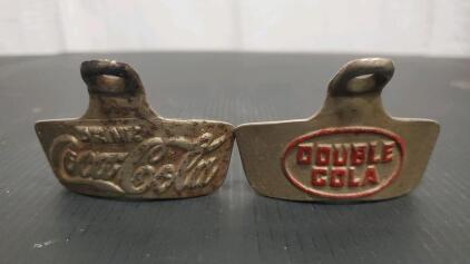 (1) Vintage-Style Coca-Cola Wall-Mounted Bottle Opener (1) Vintage Wall-Mounted Bottle Opener for Double Cola.