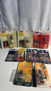 (3) Basketball Starting LineUp Action Figures (1) Baseball Starting LineUp figure (3) Headliners Figures (1) NBA Jams action Figure