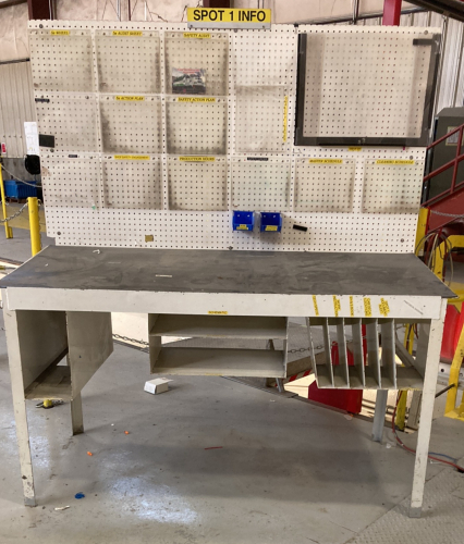 Work Bench with Pegboard Back and Organizer