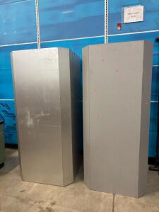 (2) Tall Silver Wooden Pillars - 72&rdquo;Hx31&rdquo;Wx31&rdquo;D