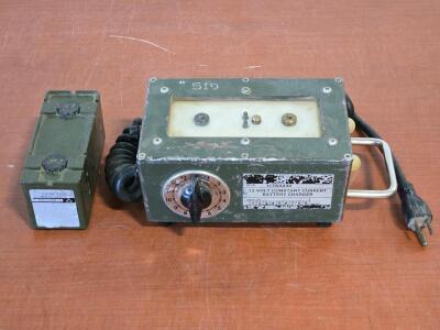 Vintage Military 12V Constant Battery Charger & Battery Pack