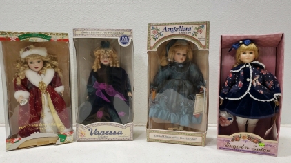 (4) Porcelain Dolls Still In Box