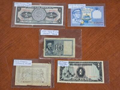 (5) Vintage Foreign Currency Notes
