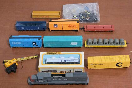 Assorted Model Train Cars & Bag of Spare Parts