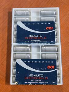 (2) New Boxes of [10] Round CCI Pest Control Shot Shells - .45 Auto