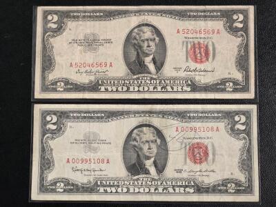 1953 & 1963 Red Seal $2 Bills