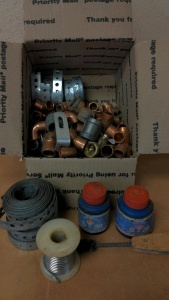 Box of Plumbing Parts & Supplies
