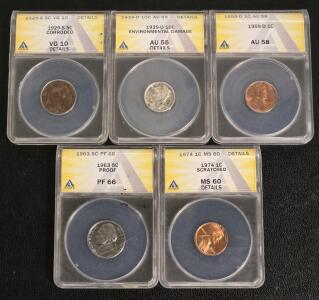 (5) Authenticated Vintage US Coins