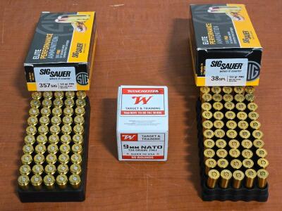 (3) Full Boxes of Ammo: Sig Sauer .357 & .38 Special | Winchester 9mm