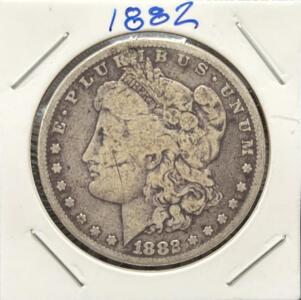1882 Morgan Dollar Coin, 90% Silver, U.S. Minted