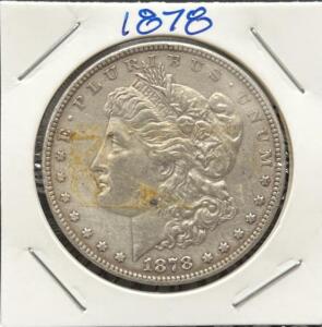 1878 Morgan Dollar, U.S. Mint, 90% Silver, 1.5" Diameter