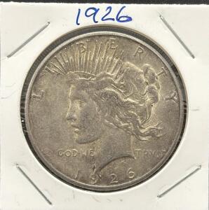 1926 United States Peace Dollar Coin, Silver Composition, One Dollar