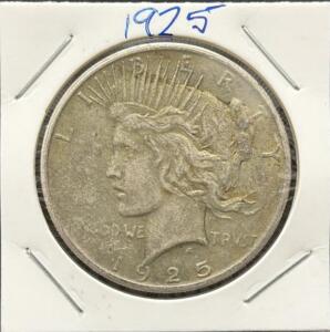 1925 U.S. Peace Dollar Coin, Lady Liberty, Silver