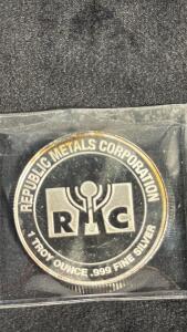 (1) Republic Metals Corp. 1 Troy Ounce .999 Fine Silver