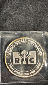 (1) Republic Metals Corp. 1 Troy Ounce .999 Fine Silver