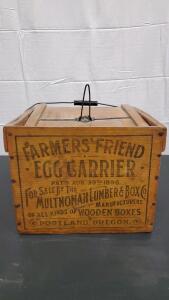 Antique "Farmers' Friend" Wooden Egg Carrier12 5/8"x12.25"10.25"