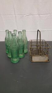 Vintage Coca-Cola Six-Pack Bottle Carrier With Six Glass Bottles