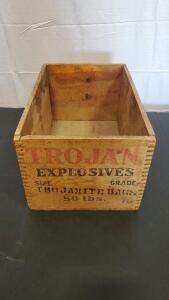Vintage Trojan Explosive Wooden Crate 11 5/8"x18 5/8"x9.25" (Rare)