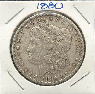 1880 Morgan Dollar, Silver Coin, Liberty Head, Eagle Reverse