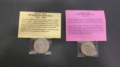 (1) R.t Hon. Sir Wistin Churchill 1874-1965 Coin (1) 1971 Eisenhower Dollar