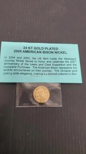 2005 Gold Plated American Bison Nickel, US Mint, Westward Journey Series