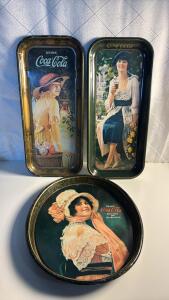 (3) Vintage COCA-COLA Serving Trays
