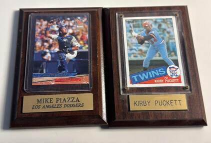 (1) Mike Piazza Card Plaque (1) Kirby Pucket Card Plaque