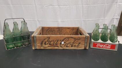 (2) Vintage 6 Pack Coca-Cola And Wooden Vintage Coca-Cola Case