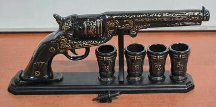 *New* Ceramic Pistol Liquid Decanter & Shotglass Set