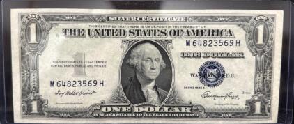 1935 E Series $1 Silver Certificate, Serial M64823569H, U.S. Currency (Crisp)