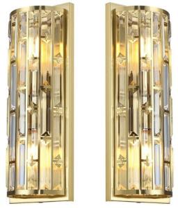 (2) Bronze Crystal Wall Light Fixtures