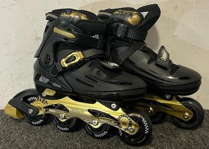 Nattork Inline Skates For Youth, Black & Gold Size 1-4