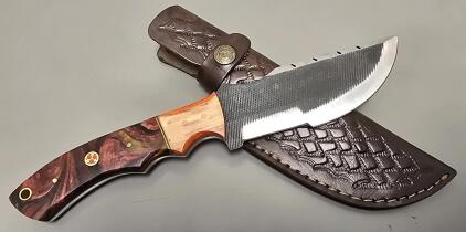 Carbon Steel Custom "Tracker" Hiking Knife W/ Leather Sheath