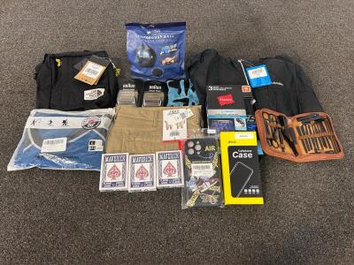 Youths Size Large Columbia Jacket, Northface Crossbody Bag, Mens Size Medium Boxer Briefs, Self Massage Therapy Ball, Braun Shaver Head, and More