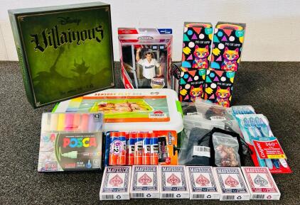 CarolArt Sensory Play Box, Disney Villainous Game, Playing Cards, Pyo Cat Lamps, Toothbrushes, and More