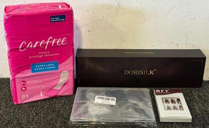 Dorisilk Pro Piasma Hair Straightener, Carefree Pads, Bfy Press On Nails & Bobby Pins & Hair Ties