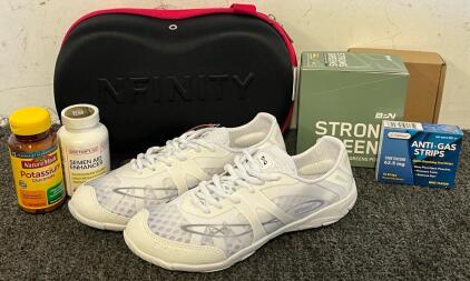 Nfinity Adult 7.5 Cheer Shoes, Supplements & Water Bottle Straw Lids