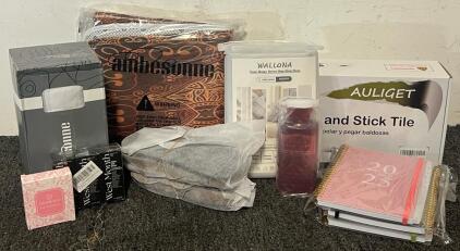 100 Pcs Peel & Stick Tile, Blackout Curtains (52&rdquo;x80&rdquo;), Kitchen Mat, Women&rsquo;s Sandals, Bedsheets, Hygine Products & More
