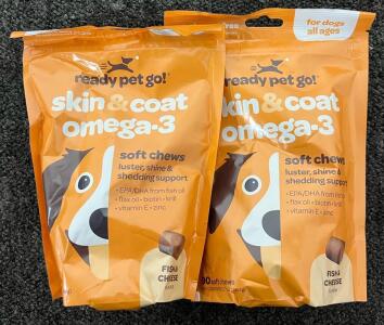 Pet Goods Including Dog Omega-3, Dog Poop Bags, Toys, Collars, Leash, Cat Scratch Furniture Protectors & Cat Calming Collars
