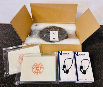 Tablet Floor Stand, (2) Neck Brackets For Phones, and (2) Sets Of Creative Curio Wood Painting Stencils