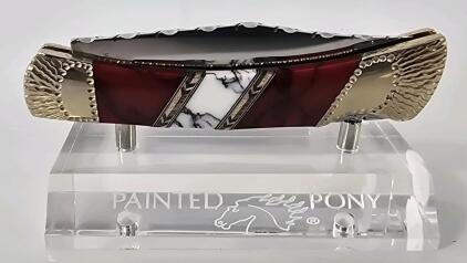 Painted Pony Collector Pocket Knife W/ Magnetic Stand