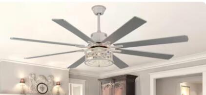 Bella Depot Anmore 72" Distressed White Ceiling Fan With Polished Blades Model DC7201-W