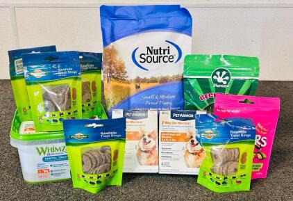 Pet Bundle Including: Nutr&iacute; Source Small/ Medium Breed Dog Food, Dog Dental Treats,Pet Armor De Wormer, Rawhide Treat Rings, Catnip, and Gecko Diet Food