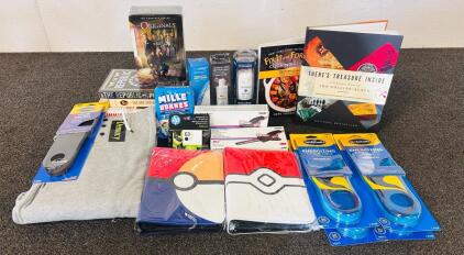 (6) Books, Hoodie Sweater size XXL, Dr. Scholls Insoles, Water Filters, and More