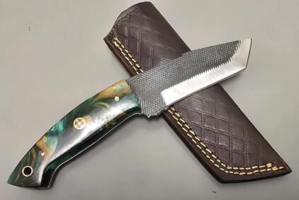 Carbon Steel Custom Hunting Knife W/ Leather Sheath *New*