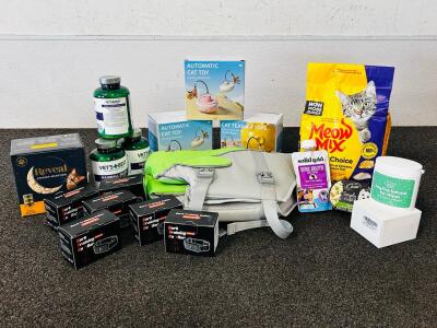 Dog/ Cat Essentials: Life Jacket, Cat Food, Bark Training Collars, Car Toys, Hairball Relief Medicine and More